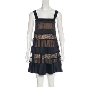 DIANE VON FURSTENBERG Abby Black Silk & Lace Dress